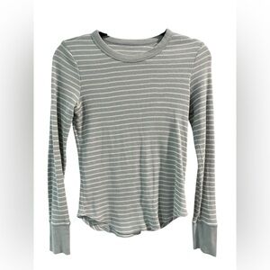 Aerie Blue and White‎ Striped Long Sleeve Waffle Knit Shirt- Size Small